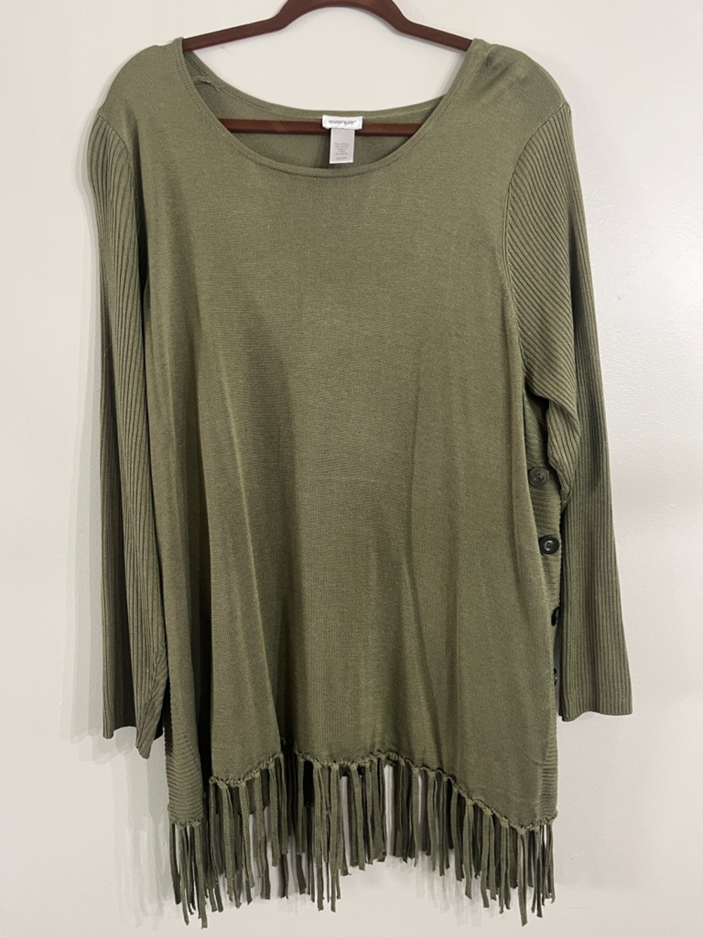 Avenue Olive Knit Pullover Sweater